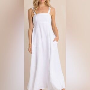 NWT Leighton Linen Tie Back Maxi Dress. White. XS.
